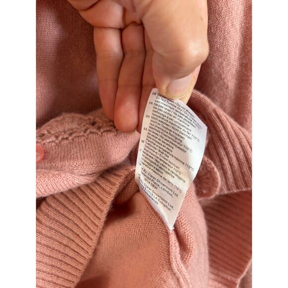 Madeleine Thompson Women’s Cashmere Wool Hawthorne Cardigan Pink M Scalloped - Picture 7 of 8